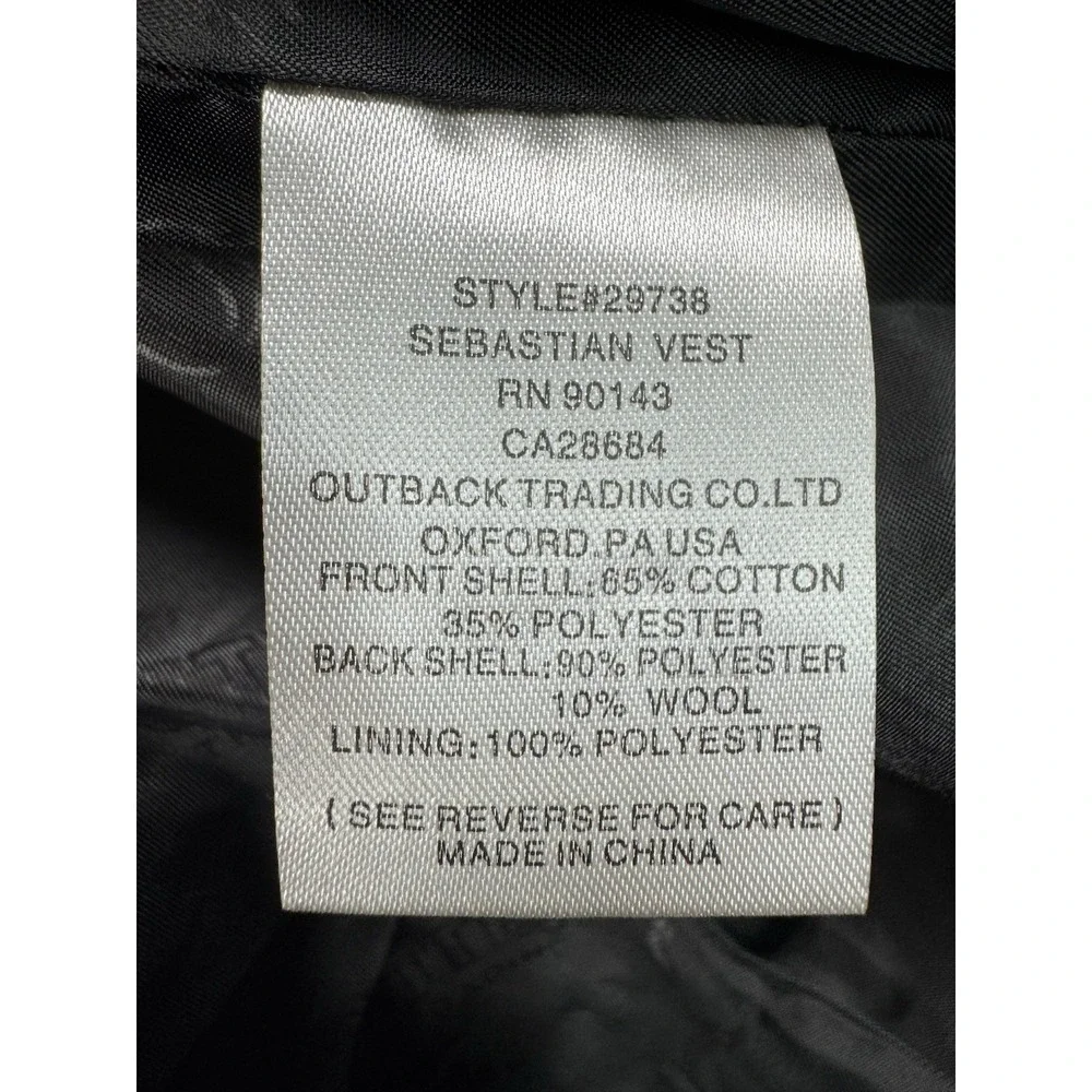 Outback‎ Trading Co Sebastian Aztec Back Snap Button Vest Cowboy Size Large New
